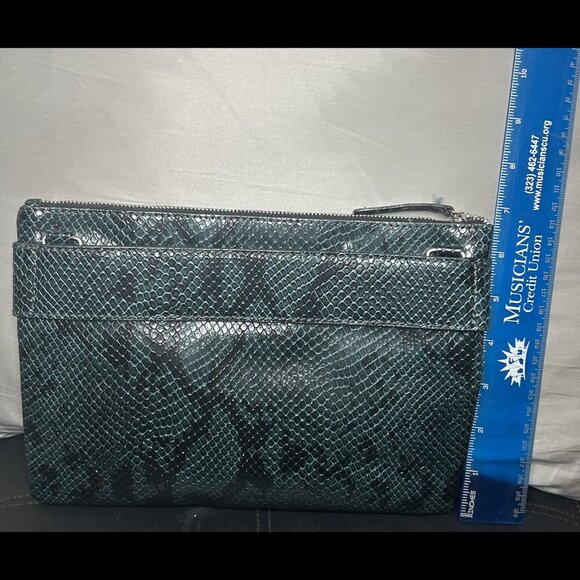 Zara Emerald Green Faux Snakeskin Clutch / Makeup Envelope Bag - 7x10" NWOT - Picture 6 of 6